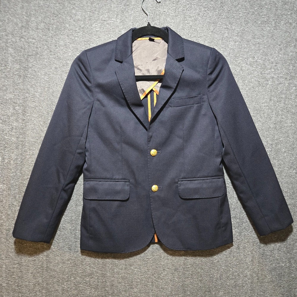 Crewcuts J.Crew Boys Navy Blue Ludlow Wool Blend Blazer Gold Anchor Buttons 10